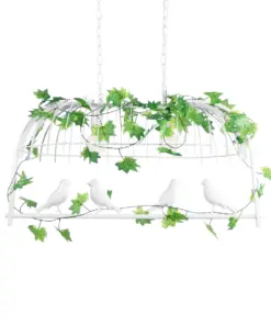 GLOBOSTAR® NEST 01644 Vintage Κρεμαστό Φωτιστικό Οροφής με Ντουί 2 x E27 AC 220-240V IP20 - Λευκό & Πράσινο - Μ73.6 x Π37.5 x Y38cm