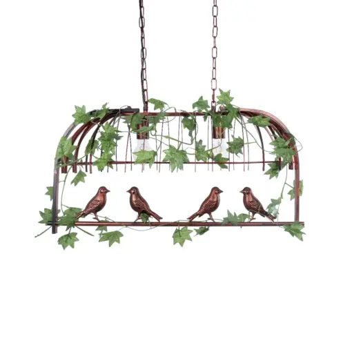 GLOBOSTAR® NEST 01645 Vintage Κρεμαστό Φωτιστικό Οροφής με Ντουί 2 x E27 AC 220-240V IP20 - Χάλκινο & Πράσινο - Μ76 x Π36 x Y37cm - Image 5