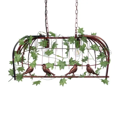 GLOBOSTAR® NEST 01645 Vintage Κρεμαστό Φωτιστικό Οροφής με Ντουί 2 x E27 AC 220-240V IP20 - Χάλκινο & Πράσινο - Μ76 x Π36 x Y37cm - Image 7