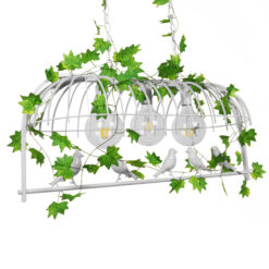 GLOBOSTAR® NEST 01647 Vintage Κρεμαστό Φωτιστικό Οροφής με Ντουί 3 x E27 AC 220-240V IP20 - Λευκό & Πράσινο - Μ86 x Π38 x Y37cm