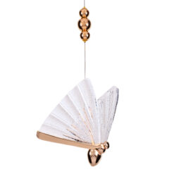 GLOBOSTAR® BUTTERFLY 01650 Μοντέρνο Κρεμαστό Φωτιστικό Οροφής LED 10W 800lm 360° AC 220-240V IP20 Θερμό Λευκό 2700K - Lumileds SMD Chip - Ροζ Χρυσό & Διάφανο - Μ20 x Π17 x Y24cm - 2 Χρόνια Εγγύηση