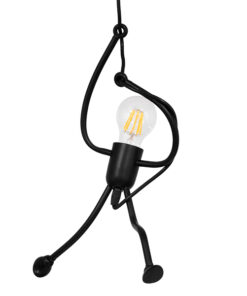 GLOBOSTAR® LITTLE MAN 01652 Μοντέρνο Κρεμαστό Φωτιστικό Οροφής με Ντουί 1 x E27 AC 220-240V IP20 - Μαύρο - Μ20 x Π20 x Υ40cm