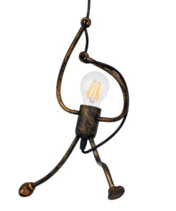 GLOBOSTAR® LITTLE MAN 01653 Μοντέρνο Κρεμαστό Φωτιστικό Οροφής με Ντουί 1 x E27 AC 220-240V IP20 - Χάλκινο - Μ20 x Π20 x Υ40cm
