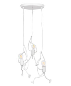 GLOBOSTAR® LITTLE MAN 01654 Μοντέρνο Κρεμαστό Φωτιστικό Οροφής με Ντουί 3 x E27 AC 220-240V IP20 - Λευκό - Μ45 x Π45 x Υ40cm