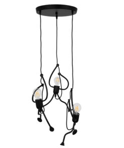GLOBOSTAR® LITTLE MAN 01655 Μοντέρνο Κρεμαστό Φωτιστικό Οροφής με Ντουί 3 x E27 AC 220-240V IP20 - Μαύρο - Μ45 x Π45 x Υ40cm