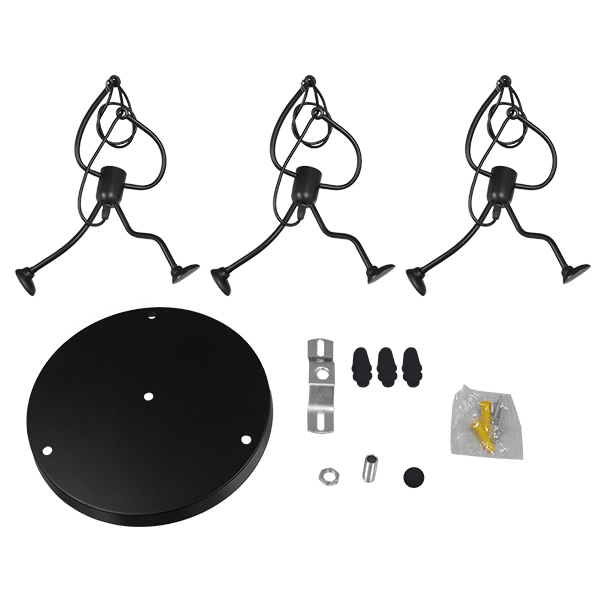 GLOBOSTAR® LITTLE MAN 01655 Μοντέρνο Κρεμαστό Φωτιστικό Οροφής με Ντουί 3 x E27 AC 220-240V IP20 - Μαύρο - Μ45 x Π45 x Υ40cm - Image 7