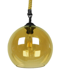 GLOBOSTAR® LENHAM 01668 Μοντέρνο Κρεμαστό Φωτιστικό Οροφής με Ντουί 1 x E27 AC 220-240V IP20 - Μπεζ & Μελί - Μ25 x Π25 x Y25cm