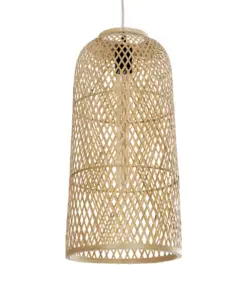 GLOBOSTAR® CALERO 01710 Boho Κρεμαστό Φωτιστικό Οροφής με Ντουί 1 x E27 AC 220-240V IP20 - Μπεζ - Μ25 x Π25 x Υ50cm