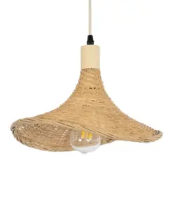 GLOBOSTAR® CUBA 01715 Boho Κρεμαστό Φωτιστικό Οροφής με Ντουί 1 x E27 AC 220-240V IP20 - Μπεζ - Μ33 x Π30 x Υ22cm