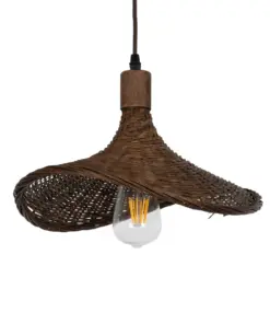 GLOBOSTAR® CUBA 01716 Boho Κρεμαστό Φωτιστικό Οροφής με Ντουί 1 x E27 AC 220-240V IP20 - Καφέ - Μ33 x Π30 x Υ22cm
