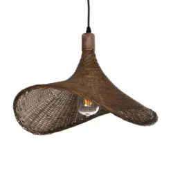 GLOBOSTAR® CUBA 01718 Boho Κρεμαστό Φωτιστικό Οροφής με Ντουί 1 x E27 AC 220-240V IP20 - Καφέ - Μ43 x Π40 x Y28cm