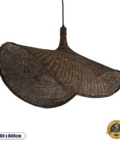 GLOBOSTAR® CUBA 01768 Boho Κρεμαστό Φωτιστικό Οροφής με Ντουί 1 x E27 AC 220-240V IP20 - Καφέ - Μ80 x Π80 x Υ49cm