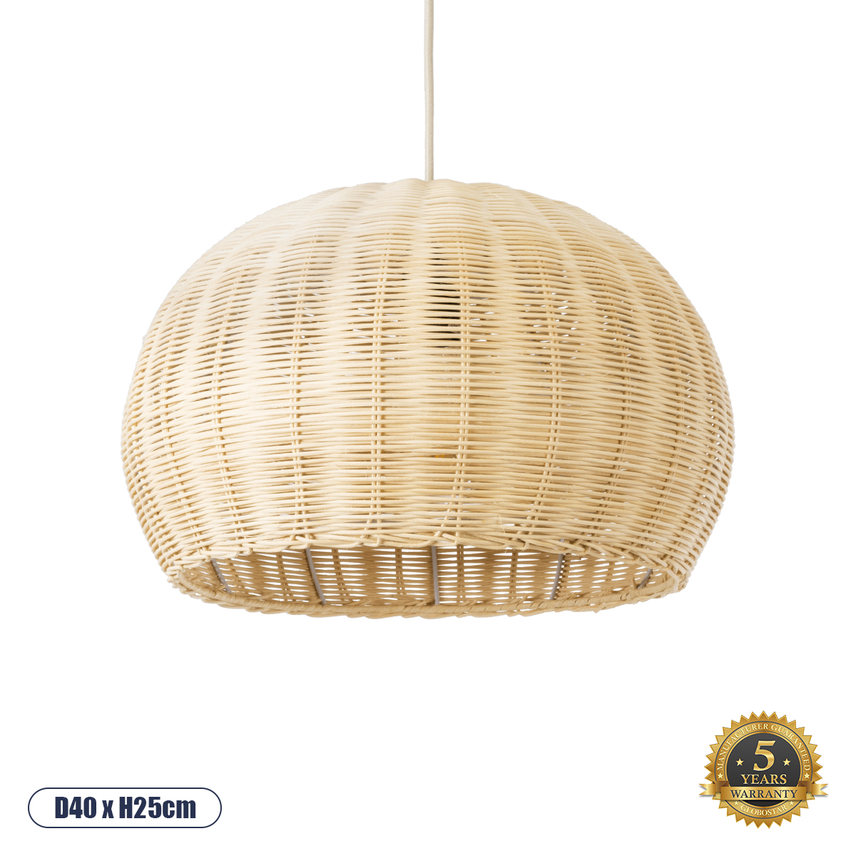 GLOBOSTAR® RAITO 01824 Boho Κρεμαστό Φωτιστικό Οροφής με Ντουί 1 x E27 AC 220-240V IP20 - Μπεζ - Μ40 x Π40 x Υ25cm