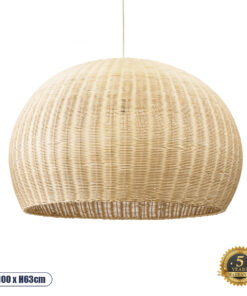 GLOBOSTAR® RAITO 01826 Boho Κρεμαστό Φωτιστικό Οροφής με Ντουί 1 x E27 AC 220-240V IP20 - Μπεζ - Μ100 x Π100 x Υ63cm