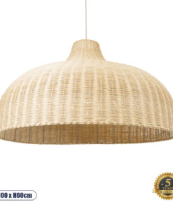 GLOBOSTAR® AFURU 01829 Boho Κρεμαστό Φωτιστικό Οροφής με Ντουί 1 x E27 AC 220-240V IP20 - Μπεζ - Μ100 x Π100 x Υ60cm