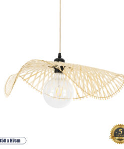GLOBOSTAR® MELEMELE 01840 Boho Κρεμαστό Φωτιστικό Οροφής με Ντουί 1 x E27 AC 220-240V IP20 - Μπεζ - Μ50 x Π50 x Υ7cm