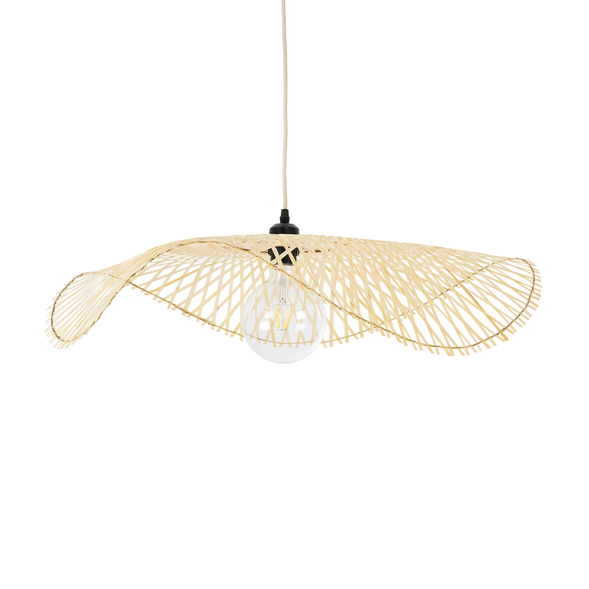 GLOBOSTAR® MELEMELE 01841 Boho Κρεμαστό Φωτιστικό Οροφής με Ντουί 1 x E27 AC 220-240V IP20 - Μπεζ - Μ75 x Π75 x Υ10cm - Image 2