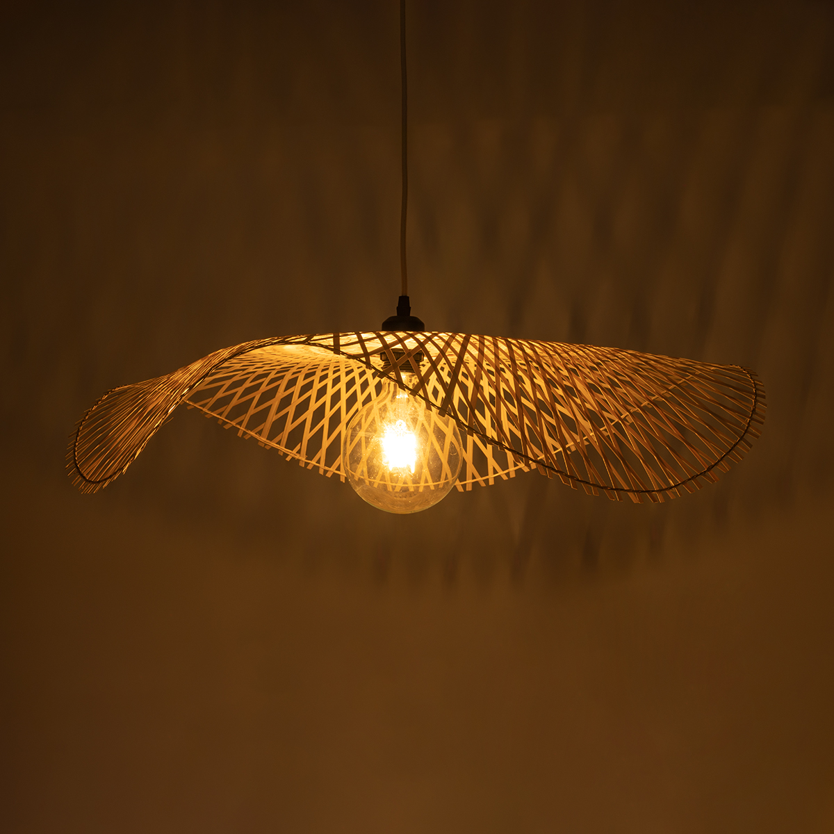 GLOBOSTAR® MELEMELE 01841 Boho Κρεμαστό Φωτιστικό Οροφής με Ντουί 1 x E27 AC 220-240V IP20 - Μπεζ - Μ75 x Π75 x Υ10cm - Image 3