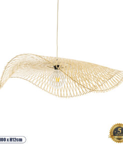 GLOBOSTAR® MELEMELE 01842 Boho Κρεμαστό Φωτιστικό Οροφής με Ντουί 1 x E27 AC 220-240V IP20 - Μπεζ - Μ100 x Π100 x Υ12cm