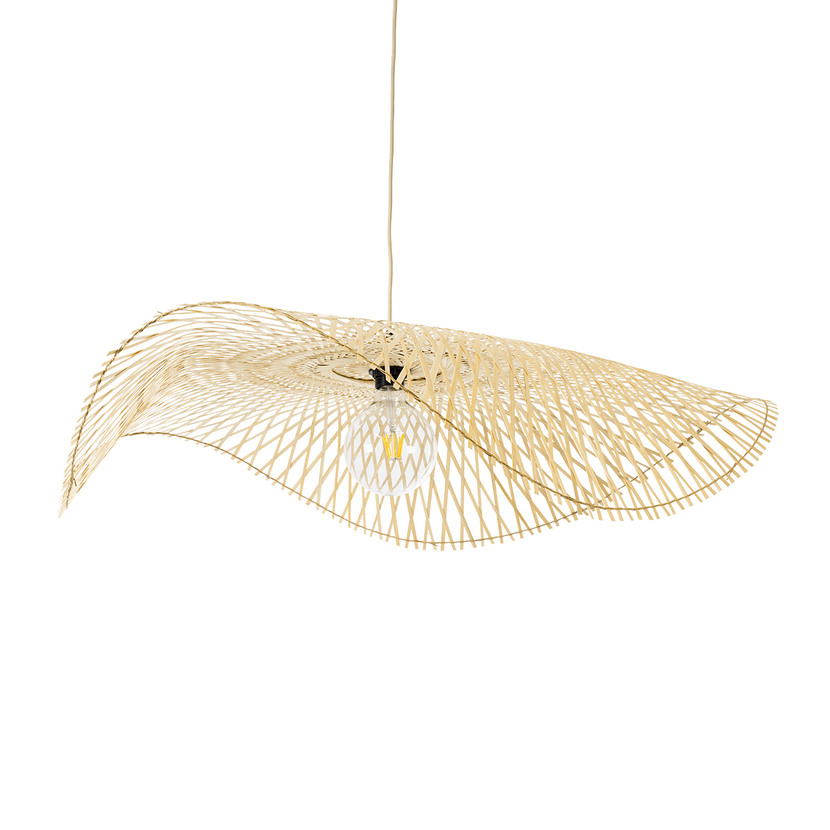 GLOBOSTAR® MELEMELE 01842 Boho Κρεμαστό Φωτιστικό Οροφής με Ντουί 1 x E27 AC 220-240V IP20 - Μπεζ - Μ100 x Π100 x Υ12cm - Image 2