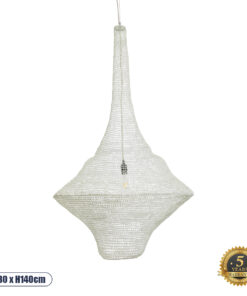 GLOBOSTAR® KENTUCKY 01877 Vintage Κρεμαστό Φωτιστικό Οροφής με Ντουί 1 x E27 AC 220-240V IP20 - Λευκό - Μ80 x Π80 x Υ140cm