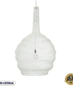 GLOBOSTAR® KENTUCKY 01886 Vintage Κρεμαστό Φωτιστικό Οροφής με Ντουί 1 x E27 AC 220-240V IP20 - Λευκό - Μ90 x Π90 x Υ150cm