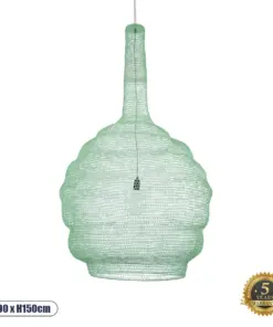 GLOBOSTAR® KENTUCKY 01888 Vintage Κρεμαστό Φωτιστικό Οροφής με Ντουί 1 x E27 AC 220-240V IP20 - Τιρκουάζ - Μ90 x Π90 x Υ150cm