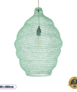 GLOBOSTAR® KENTUCKY 01900 Vintage Κρεμαστό Φωτιστικό Οροφής με Ντουί 1 x E27 AC 220-240V IP20 - Τιρκουάζ - Μ40 x Π40 x Y60cm
