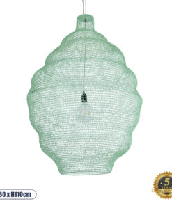 GLOBOSTAR® KENTUCKY 01903 Vintage Κρεμαστό Φωτιστικό Οροφής με Ντουί 1 x E27 AC 220-240V IP20 - Τιρκουάζ - Μ80 x Π80 x Y110cm