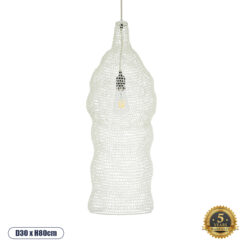 GLOBOSTAR® KENTUCKY 01904 Vintage Κρεμαστό Φωτιστικό Οροφής με Ντουί 1 x E27 AC 220-240V IP20 - Λευκό - Μ30 x Π30 x Y80cm