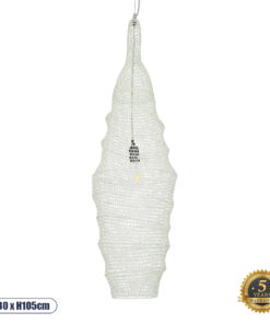 GLOBOSTAR® KENTUCKY 01907 Vintage Κρεμαστό Φωτιστικό Οροφής με Ντουί 1 x E27 AC 220-240V IP20 - Λευκό - Μ30 x Π30 x Y105cm