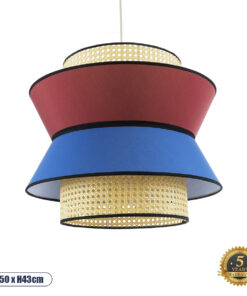 GLOBOSTAR® SAIGE 01919 Boho Κρεμαστό Φωτιστικό Οροφής με Ντουί 1 x E27 AC 220-240V IP20 - Πολύχρωμο - Μ50 x Π50 x Υ43cm