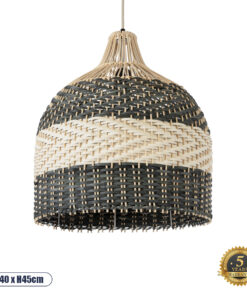 GLOBOSTAR® BARBADOS 01944 Boho Κρεμαστό Φωτιστικό Οροφής με Ντουί 1 x E27 AC 220-240V IP20 - Μπεζ & Λαδί - Μ40 x Π40 x Υ45cm