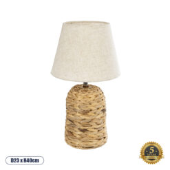 GLOBOSTAR® HOLOKAI 01960 Boho Επιτραπέζιο Φωτιστικό Πορτατίφ με Ντουί 1 x E27 AC 220-240V IP20 - Μπεζ & Λευκό - Μ23 x Π23 x Υ40cm