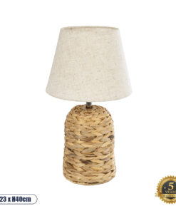 GLOBOSTAR® HOLOKAI 01960 Boho Επιτραπέζιο Φωτιστικό Πορτατίφ με Ντουί 1 x E27 AC 220-240V IP20 - Μπεζ & Λευκό - Μ23 x Π23 x Υ40cm