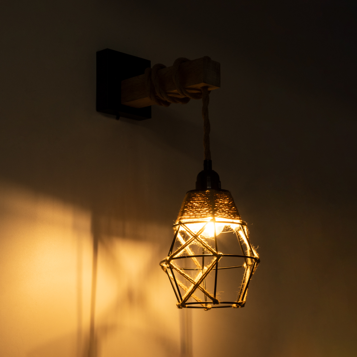 GLOBOSTAR® BELLARIVA 01961 Boho Φωτιστικό Τοίχου - Απλίκα με Ντουί 1 x E27 AC 220-240V IP20 - Μπεζ & Μαύρο - Μ10 x Π30 x Υ43cm - Image 3