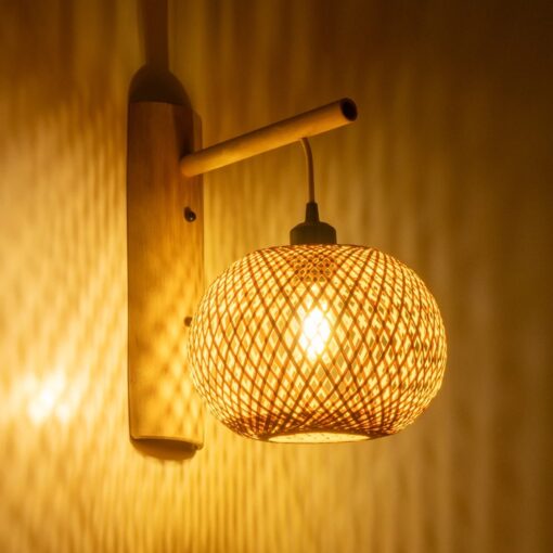 GLOBOSTAR® SELVA 01963 Boho Φωτιστικό Τοίχου – Απλίκα με Ντουί 1 x E27 AC 220-240V IP20 – Μπεζ – Μ23 x Π23 x Υ37cm
