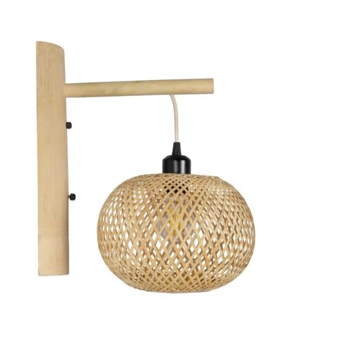 GLOBOSTAR® SELVA 01963 Boho Φωτιστικό Τοίχου – Απλίκα με Ντουί 1 x E27 AC 220-240V IP20 – Μπεζ – Μ23 x Π23 x Υ37cm