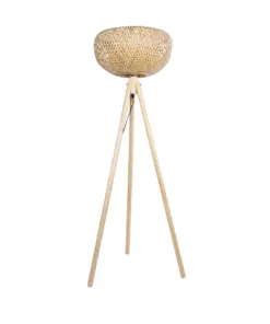 GLOBOSTAR® POPPY 01983 Boho Επιδαπέδιο Φωτιστικό με Ντουί 1 x E27 AC 220-240V IP20 - Μπεζ - Μ58 x Π58 x Υ143cm
