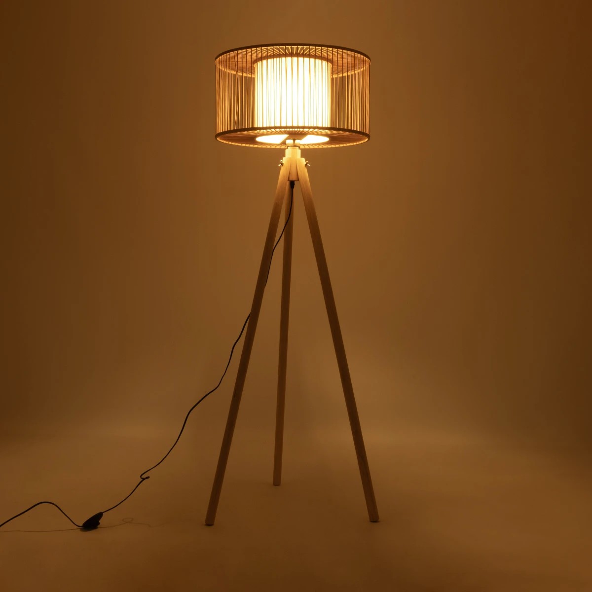 GLOBOSTAR® POPPY 01988 Boho Επιδαπέδιο Φωτιστικό με Ντουί 1 x E27 AC 220-240V IP20 - Μπεζ - Μ58 x Π58 x Υ145cm - Image 3