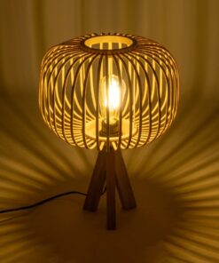 GLOBOSTAR® CHORD 01990 Boho Επιτραπέζιο Φωτιστικό Πορτατίφ με Ντουί 1 x E27 AC 220-240V IP20 – Μπεζ – Μ31 x Π31 x Υ43cm