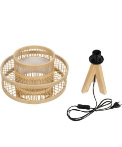 GLOBOSTAR® TULUM 01991 Boho Επιτραπέζιο Φωτιστικό Πορτατίφ με Ντουί 1 x E27 AC 220-240V IP20 – Μπεζ – Μ30 x Π30 x Υ41cm