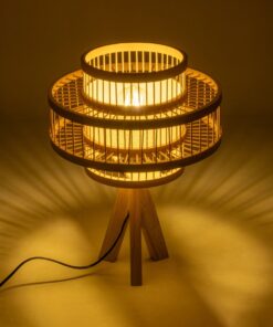 GLOBOSTAR® TULUM 01991 Boho Επιτραπέζιο Φωτιστικό Πορτατίφ με Ντουί 1 x E27 AC 220-240V IP20 – Μπεζ – Μ30 x Π30 x Υ41cm