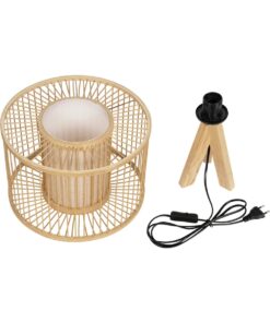 GLOBOSTAR® TULUM 01993 Boho Επιτραπέζιο Φωτιστικό Πορτατίφ με Ντουί 1 x E27 AC 220-240V IP20 – Μπεζ – Μ30 x Π30 x Υ40cm