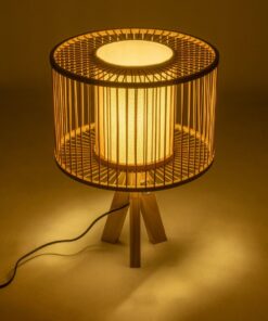 GLOBOSTAR® TULUM 01993 Boho Επιτραπέζιο Φωτιστικό Πορτατίφ με Ντουί 1 x E27 AC 220-240V IP20 – Μπεζ – Μ30 x Π30 x Υ40cm