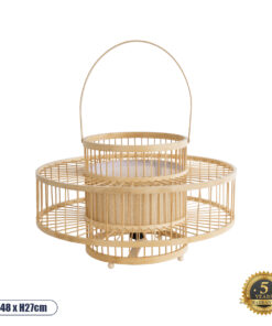 GLOBOSTAR® SORENIA 02003 Boho Επιδαπέδιο Φωτιστικό με Ντουί 1 x E27 AC 220-240V IP20 - Μπεζ - Μ48 x Π48 x Υ27cm
