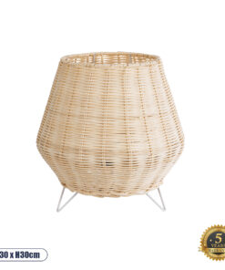 GLOBOSTAR® BOLSON 02010 Boho Επιδαπέδιο Φωτιστικό με Ντουί 1 x E27 AC 220-240V IP20 - Μπεζ & Λευκό - Μ30 x Π30 x Υ30cm