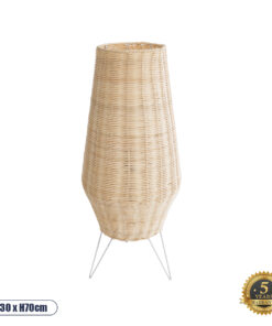GLOBOSTAR® BOLSON 02012 Boho Επιδαπέδιο Φωτιστικό με Ντουί 1 x E27 AC 220-240V IP20 - Μπεζ & Λευκό - Μ30 x Π30 x Υ70cm
