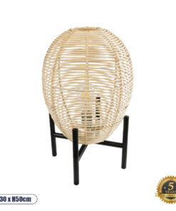 GLOBOSTAR® NERINA 02014 Boho Επιτραπέζιο Φωτιστικό Πορτατίφ με Ντουί 1 x E27 AC 220-240V IP20 - Μπεζ & Μαύρο - Μ30 x Π30 x Υ50cm