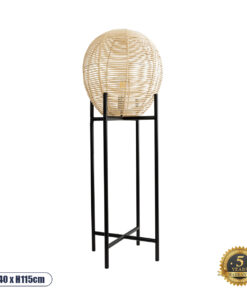 GLOBOSTAR® NERINA 02015 Boho Επιδαπέδιο Φωτιστικό με Ντουί 1 x E27 AC 220-240V IP20 - Μαύρο & Μπεζ - Μ40 x Π40 x Υ115cm